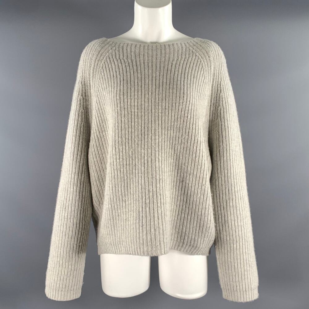 NILI LOTAN Size M Grey Cashmere Knit Pull On Sweater
